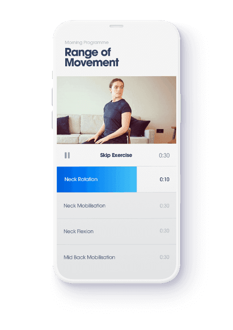 Smartphone with a preview of Phio's digital physio treatment plan app Phio Engage