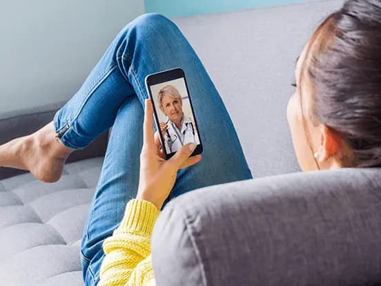 Lady video calling gp on mobile