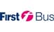 First Bus logo with blue text and a pink circular design.