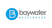 Baywater Healthcare logo with a stylized "B" in a blue circle, and the words "baywater HEALTHCARE" in gray and blue text.