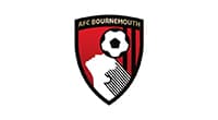 AFC Bournemouth logo featuring a red and black shield with a stylized football and a player's head.