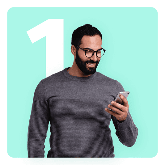 Step 1 - man checking mobile phone