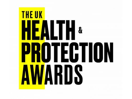 The UK Health & Protection Awards logo with black text and yellow highlight.