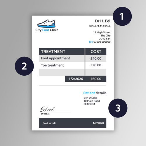 Example of a receipt to claim with Simplyhealth