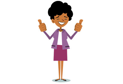 Illustration of woman with both thumbs up