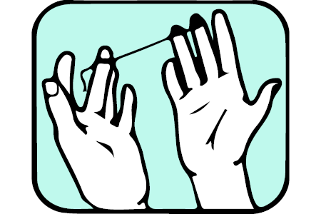 Illustration of dental floss wound around fingers