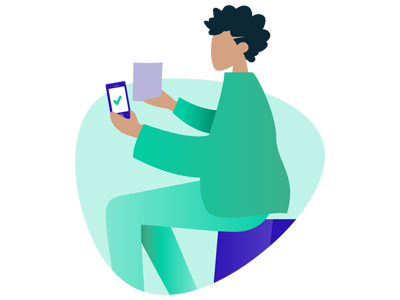Illustration of person holding smart phone