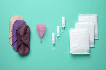Menstruation resuable pads, moon cup, tampons and sanitary towels