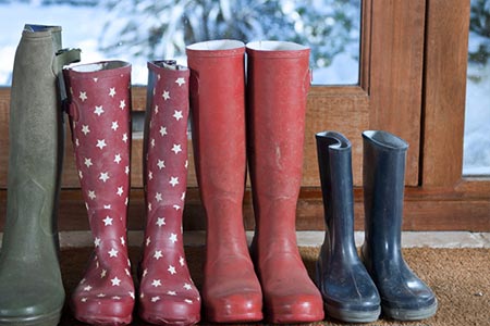 Wellington boots lined up at back door