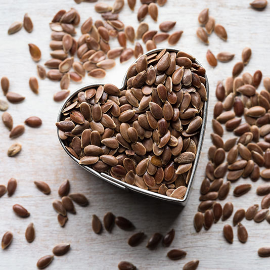 Linseeds in a heart shape