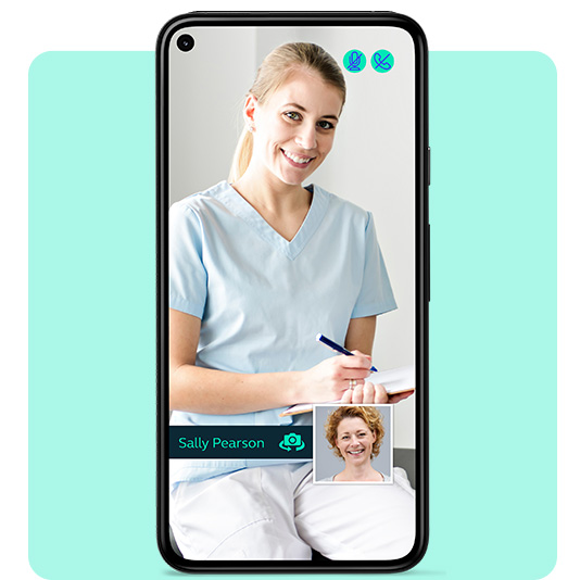 A physio video call on smart phone screen