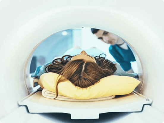 Woman having an MRI scan