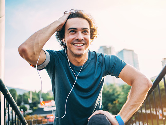 Man smiling after jogging