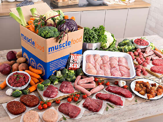 A selection of Muscle Food meat and fresh vegatables